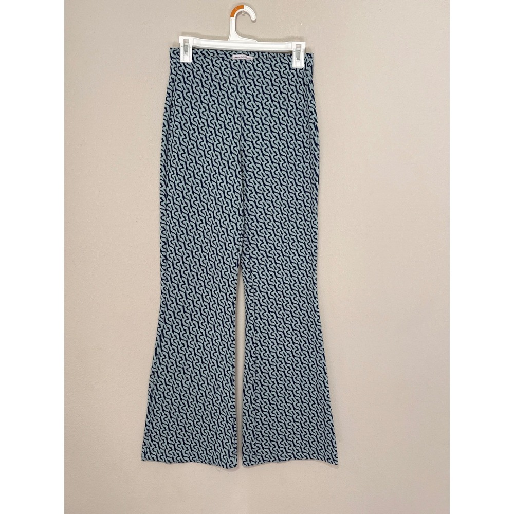 Urban Outfitters Flare Pants Women Size M Blue Green Abstract Knit Geometric